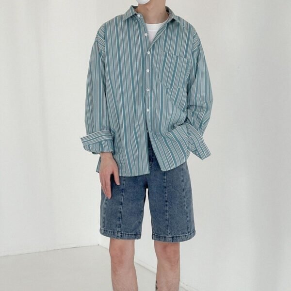 Striped Long-sleeved Shirt Men's Hong Kong Style - Image 4