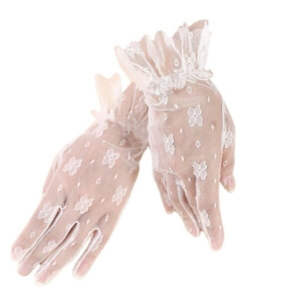 Korean Style White Lace Flower Gloves - Image 5