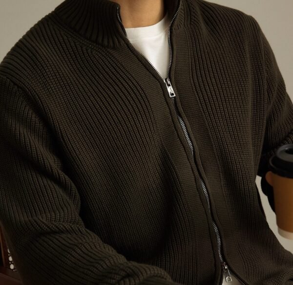 Anti-Pilling Heavy Zipper Coat Sweater Solid Color Sweater Thickened - Image 2