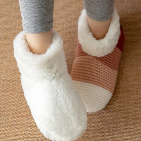 Women's Color-matching Knitted Plush Floor Socks Home Indoor Warm Non-slip Carpet Socks Winter Fashion - Image 2