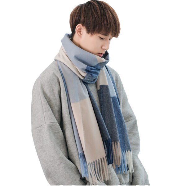 Warm Tassel Plaid Bristle Scarf - Image 5