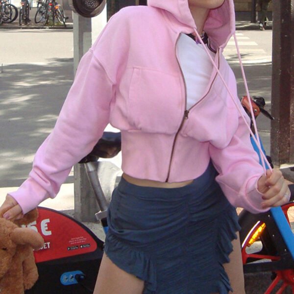 European And American Street Style Cropped Hoodie - Image 2