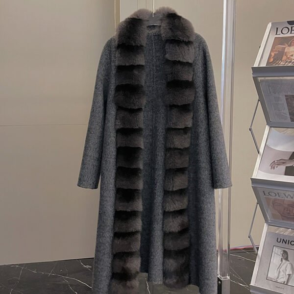 Alpaca Fleecefiber Coat Detachable Fox Fur Collar - Image 6