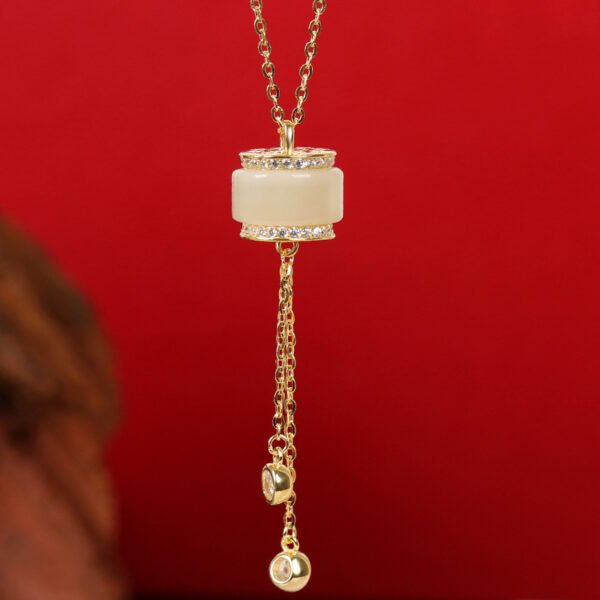 Hetian Jade White Jade Column As Right As Rain Necklace S925 Silver - Image 4