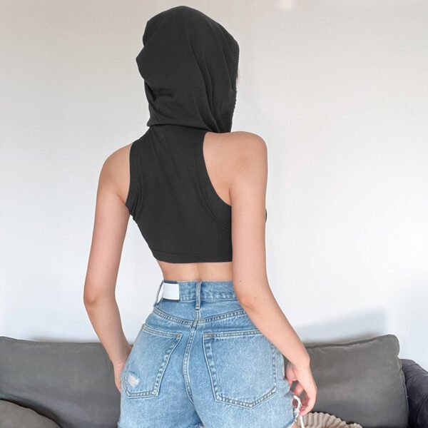 Hooded Crop Slimming Personality Everything Small Vest - Image 2