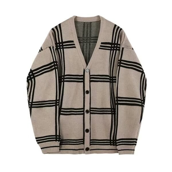 Striped Knitted Cardigan Coat Retro Men - Image 5