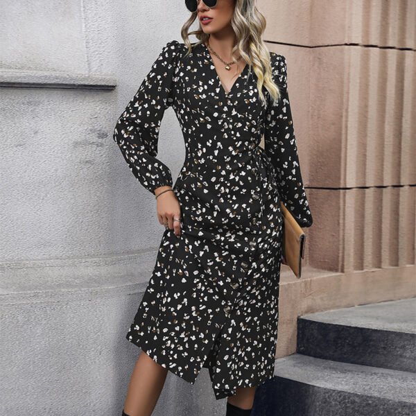 Fashion Printed Black Women's Dress - Image 2