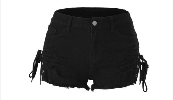 Casual Low Waist Stretch Ripped Washed-out Vintage Denim Shorts For Women - Image 7