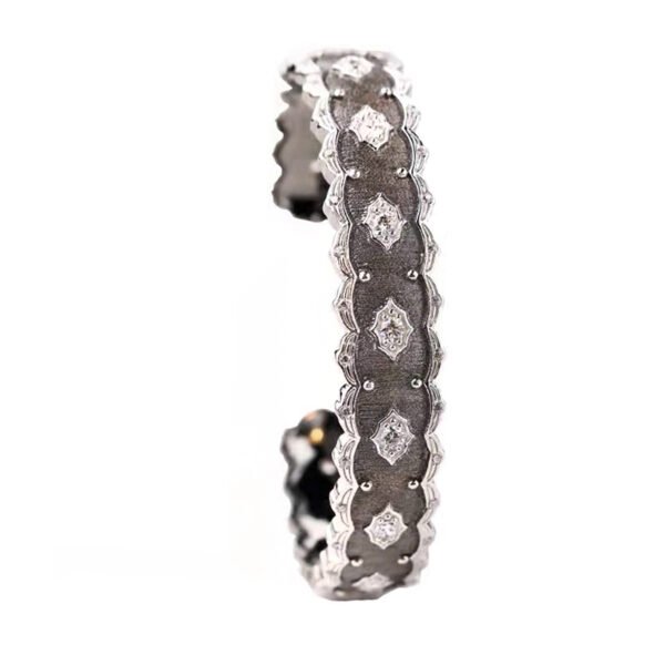 Silver Gold Plated Court Diamond Inlay Bracelet - Image 5