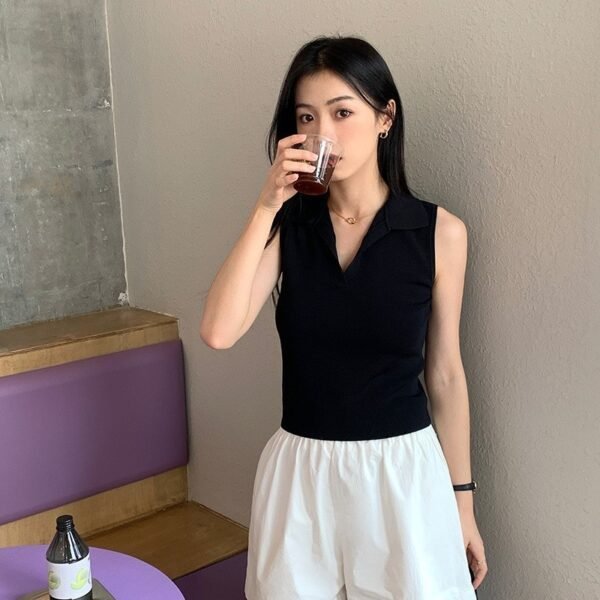 Ice Silk Sleeveless Knitted Vest Top For Women - Image 2