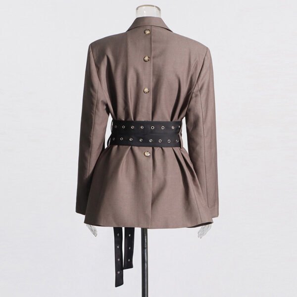 Fashion Lace-up Placket Waist Slimming Color Matching Suit Jacket - Image 2
