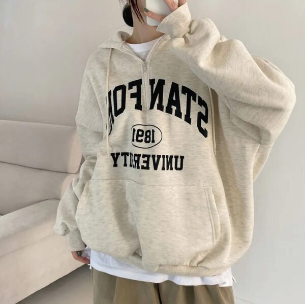 Foreign Trade Fleece Zipper Sweater Women's Thin Letters - Image 7