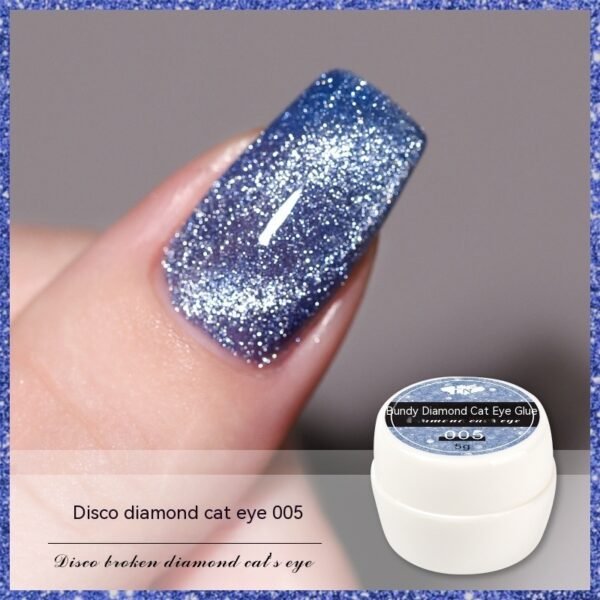 Reflective Diamond In The Debris Glue Cat Eye Gel Polish Nail Art - Image 7