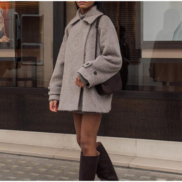 Short Lapels Woolen Jacket Coat - Image 2