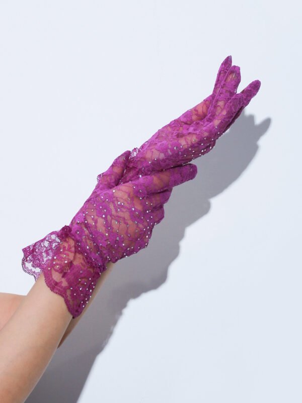 Lace Gloves Sexy Black Net Thin Dance Bride Retro - Image 3