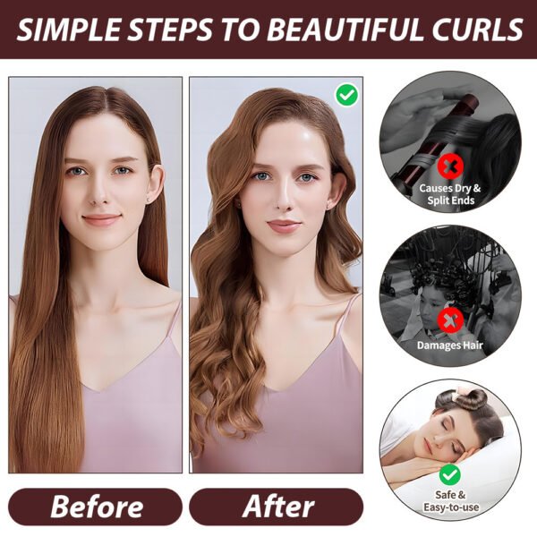 Bold No Heat Hair Curler Lazy Sleeping Big Wave Hair Curler Silk Scarf Suit - Image 4
