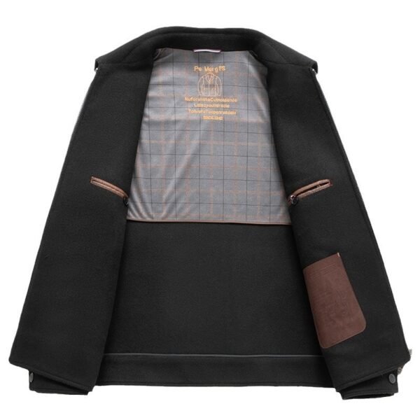 Casual Detachable White Duck Down Liner Lapel Pure Wool Jacket - Image 4