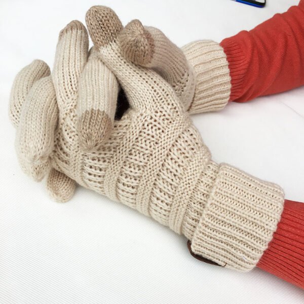 European And American Wool Knitted Turn-over Labeling Touch Screen Gloves - Image 7