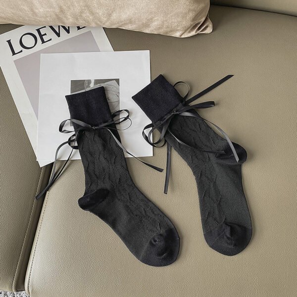 Thin French Ribbon Bow Tube Socks For Children - Image 7