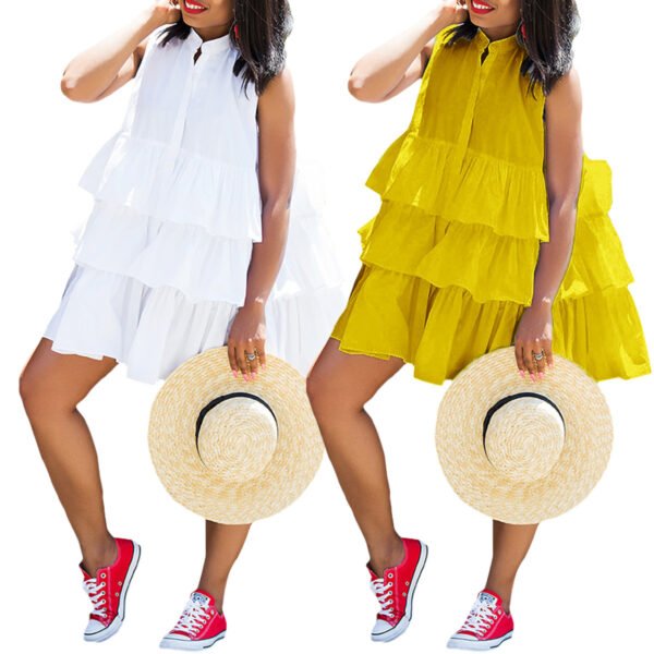 Fashion Casual Sleeveless Stitching Multi-layer Dress - Image 2