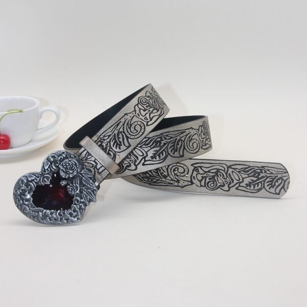 Vintage Punk Style Retro Embossing Love Belt Y2g - Image 3