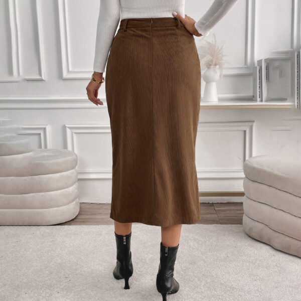 Women's Retro Temperament Split Corduroy Skirt - Image 4