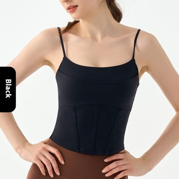 Fake Two-piece Yoga Vest Female Semi-fixed Fishbone Tangent Vest Tops Outerwear - Image 7