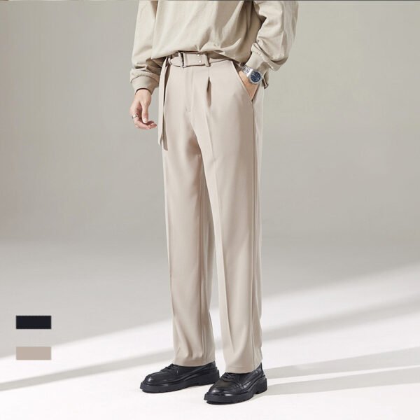 Detachable Belt Draping Wide-leg Suit Pants For Men - Image 4