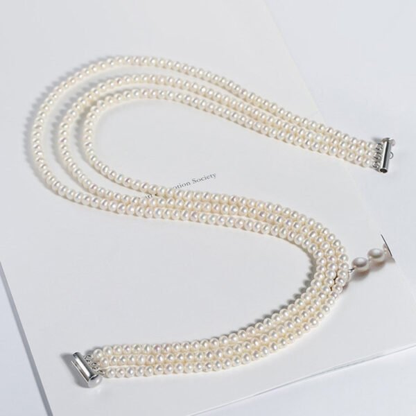 Freshwater Pearl Necklace Three Layer Design - Image 5