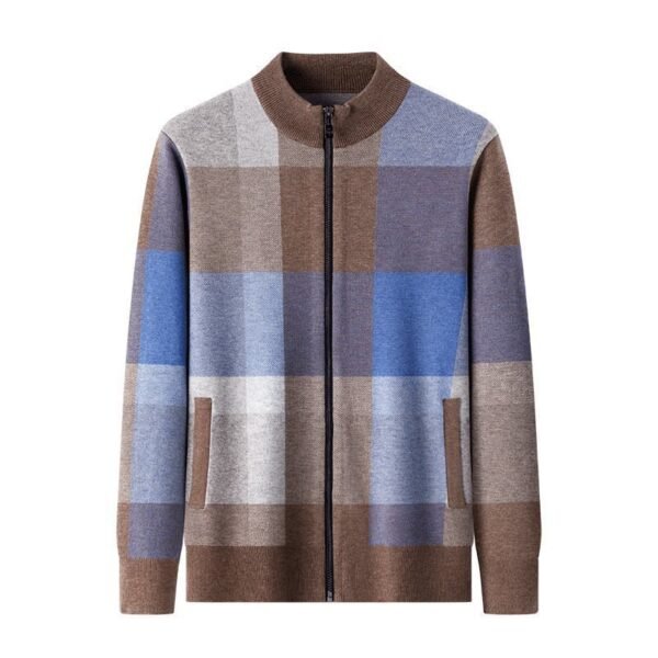 Autumn Striped Color Matching Cardigan Men's Knitting Sweater Versatile Loose - Image 3