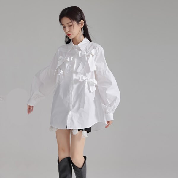 New Women's Bow White Shirt - Image 6