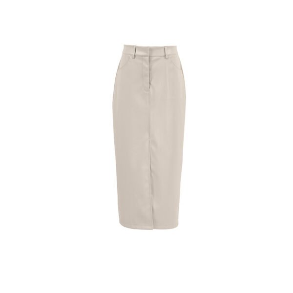 Vintage Fleece-lined PU Leather Leather Skirt - Image 5