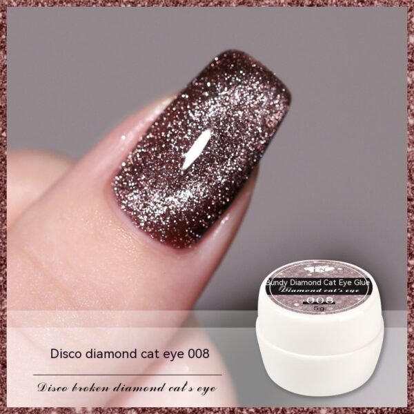 Reflective Diamond In The Debris Glue Cat Eye Gel Polish Nail Art - Image 10