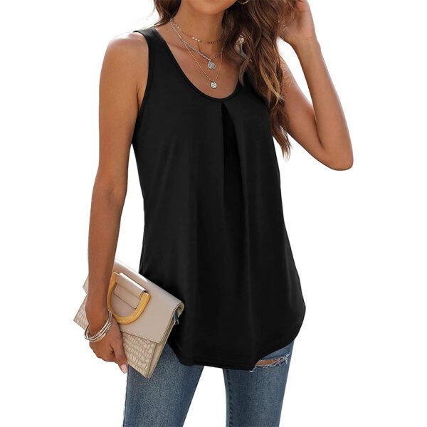 Summer European And American Solid Color Round Neck Dovetail Vest T-shirt For Women - Image 6