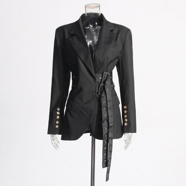 Fashion Lace-up Placket Waist Slimming Color Matching Suit Jacket - Image 5