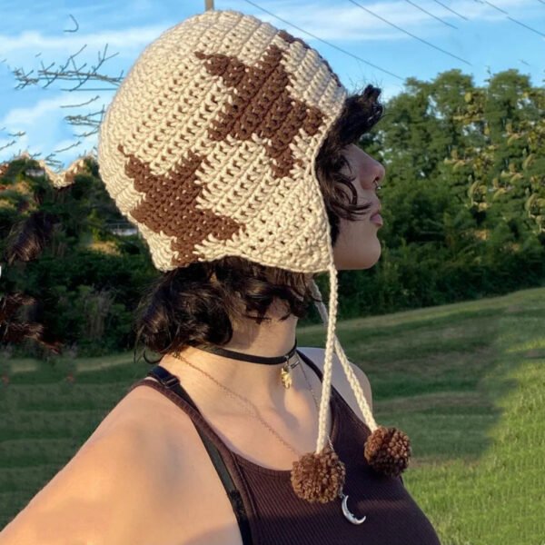 Star Hat Hand-woven Earmuffs Hat Fur Ball Pendant - Image 6