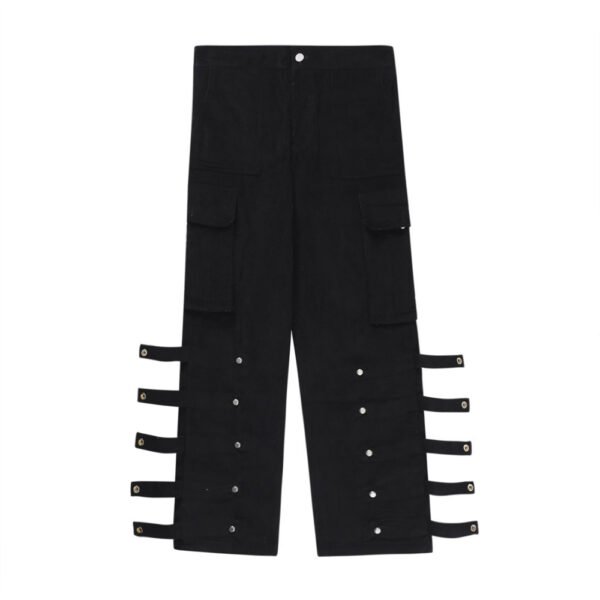Men's Big Pocket Workwear Personality Strap Wide Leg Pants - Image 5