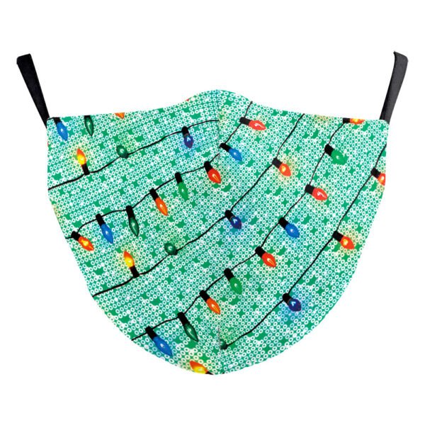 Christmas Green Fur Printed Protective Mask - Image 5