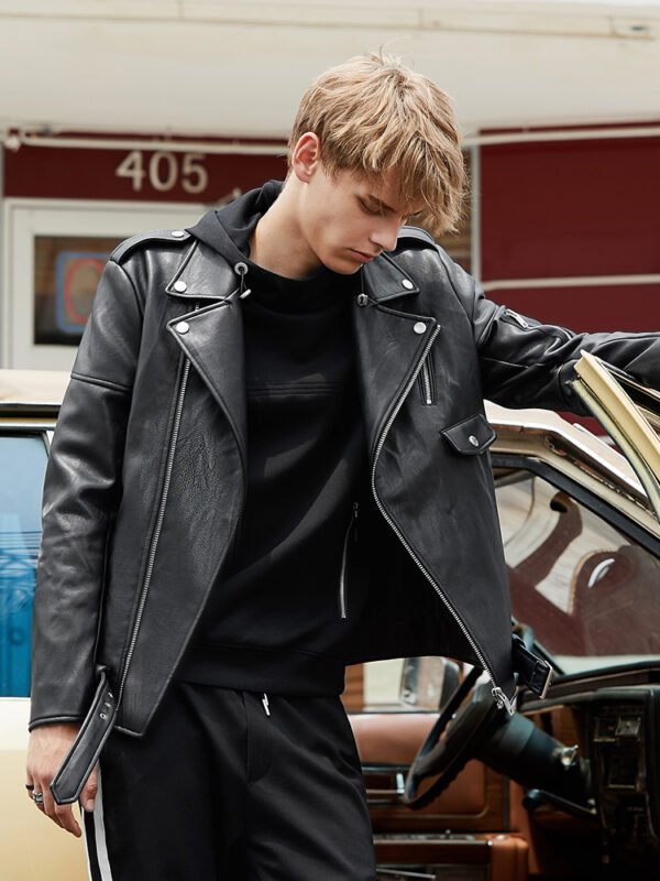 Spring And Autumn New Fleece And Thick Leather Jacket Fashion Brand - Image 5