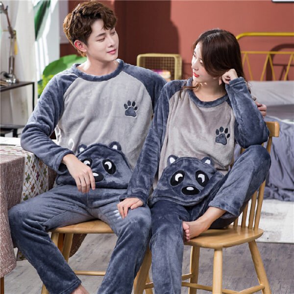 Female Spring, Autumn, Winter Coral Plush Couple Nightwear - Image 5
