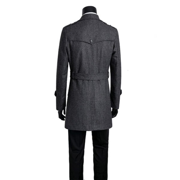 New Tweed Coat Men's Trench Coat Medium Length Korean Version - Image 5