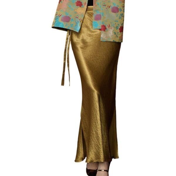 New Chinese Skirt Acetate Fabric Gilding Skirt Fishtail Skirt Slim Fit Long Dress - Image 6