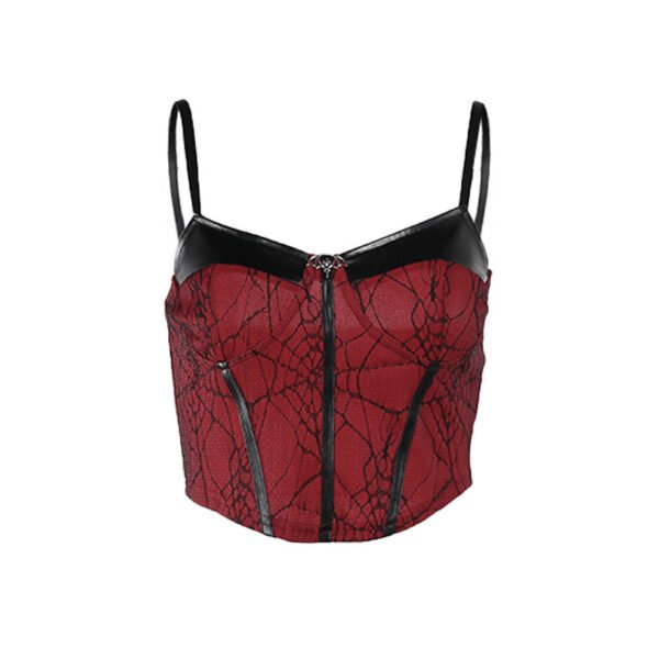 Dark Style European And American Elegant Leather Splicing Sling Vest - Image 5