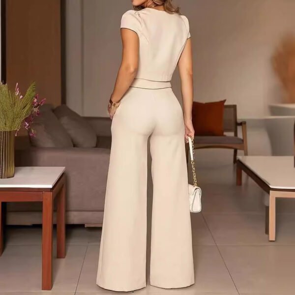 Women's Suit Autumn Fashion Casual Cool Short Sleeve Solid Color Two-piece Set - Image 2