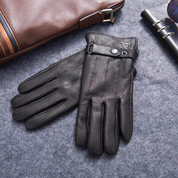 Fleece-lined Thick Windproof Faux Deerskin Grain Sheepskin Driving And Biking Motorcycle - Image 3
