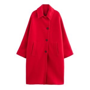 Long Sleeve Single-breasted Red Coat