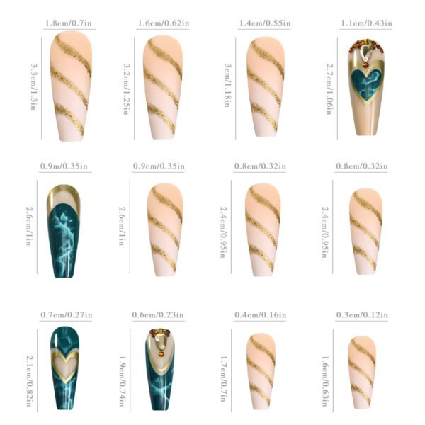 Green Blooming Love Tip Manicure Wear Nail Patch - Image 3
