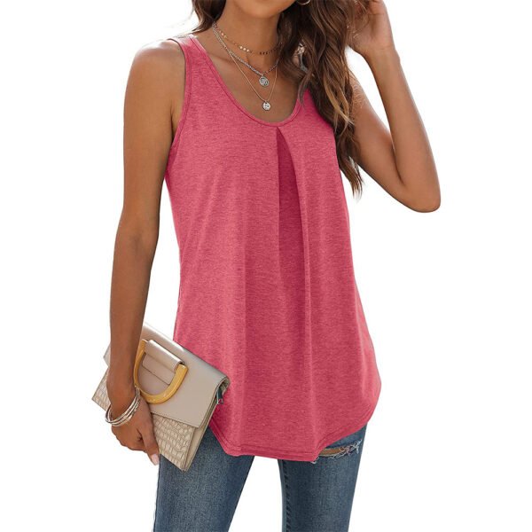 Summer European And American Solid Color Round Neck Dovetail Vest T-shirt For Women - Image 9