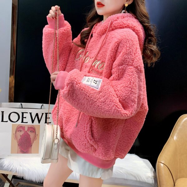 Fashion Embroidery Lamb Wool Sweatshirt Women - Image 5