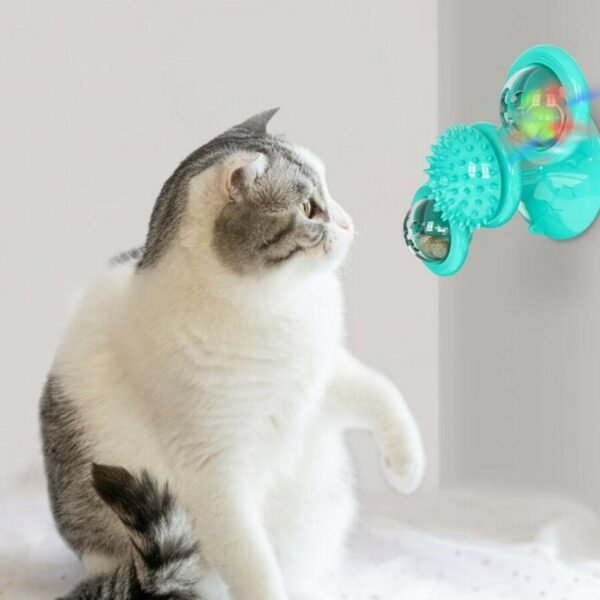 Rotating Windmill Cat Toy with Suction Cup & Catnip - Image 2